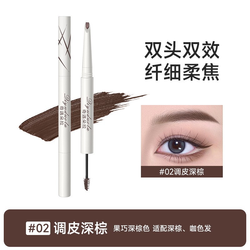 Xiaoao Qiyu Dora Dual-Ended 3D Eyebrow Gel Dual-Ended Knife-Shaped, Not Easy to Smudge, Natural Wild Eyebrow Pencil