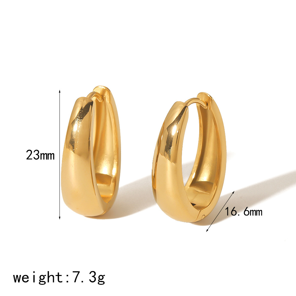 Titanium steel ear buckle 18k gold u-shaped small simple ear stud earrings