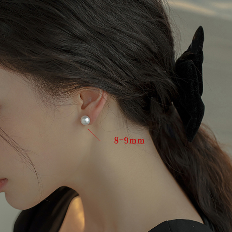 S925 Sterling Silver Natural Freshwater Pearl Ear Studs Ear Hole Nurturing Small Simple Summer Plain Stud Earrings for Women