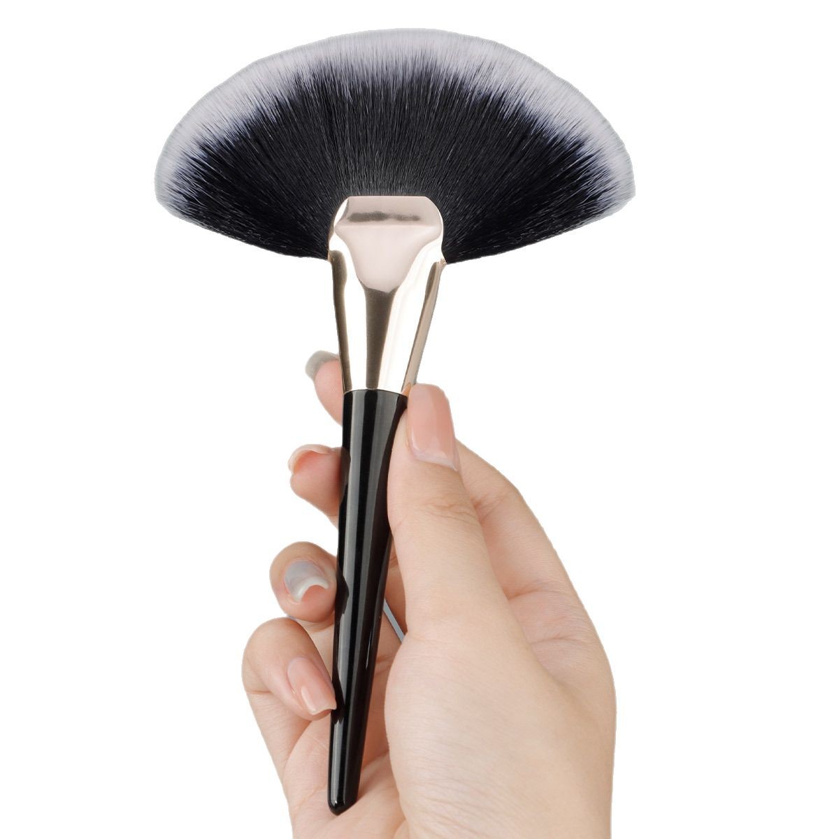 New Single Large Fan Brush Highlighter Brush Excess Powder Brush Face Highlight Brush Soft Bristle Fire Shape Cosmetic Tool