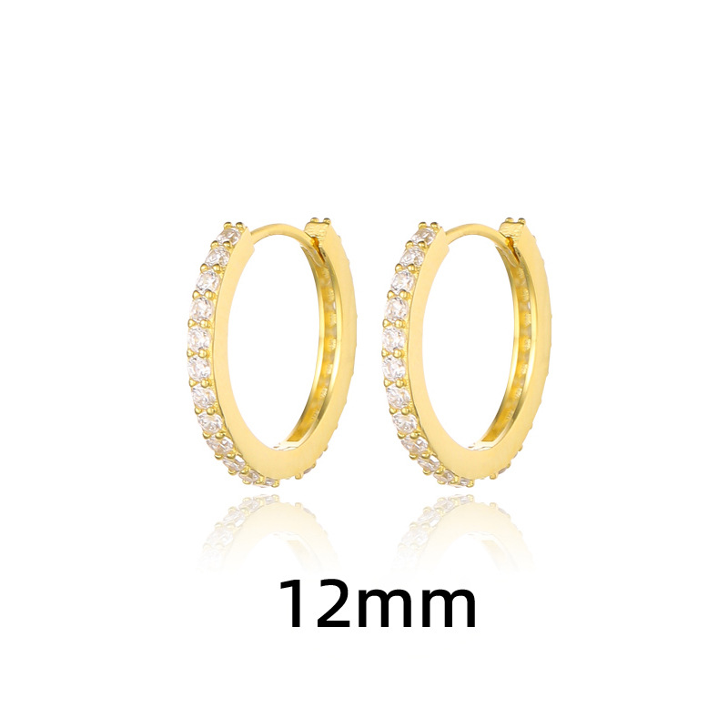 Full Diamond Zircon Ear Cuff Two-Tone Geometric Row Earring Stackable Zircon Circle Earring