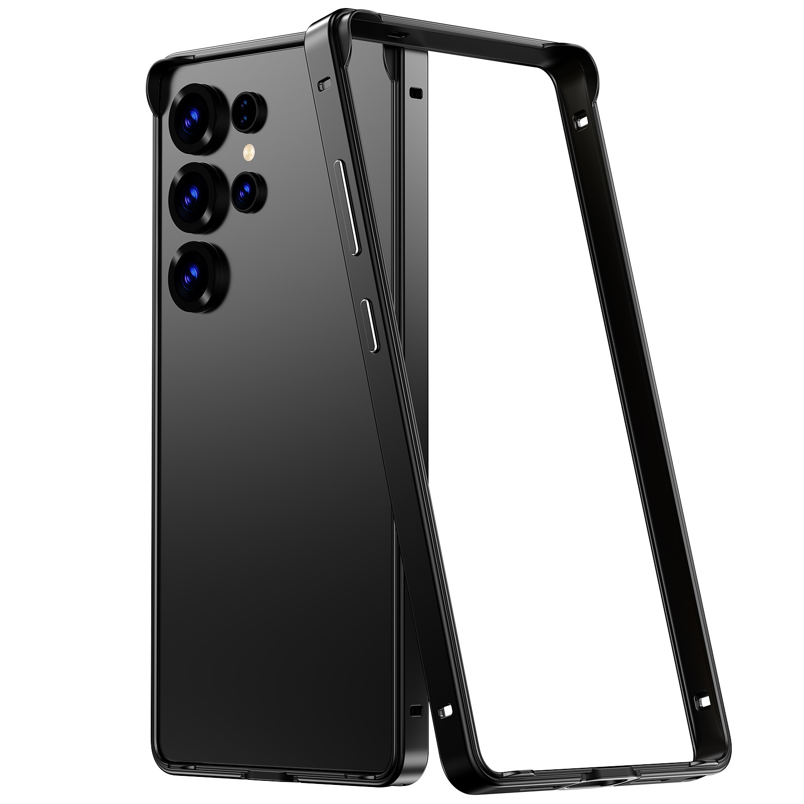 Convex corner silicone metal frame for Samsung Galaxy S26 Ultra phone case four-corner anti-fall S26 frame