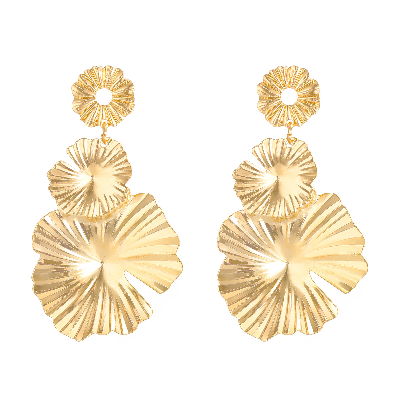 Windy Large Petal Long Earrings Matte Exaggerated Geometric Earrings Women