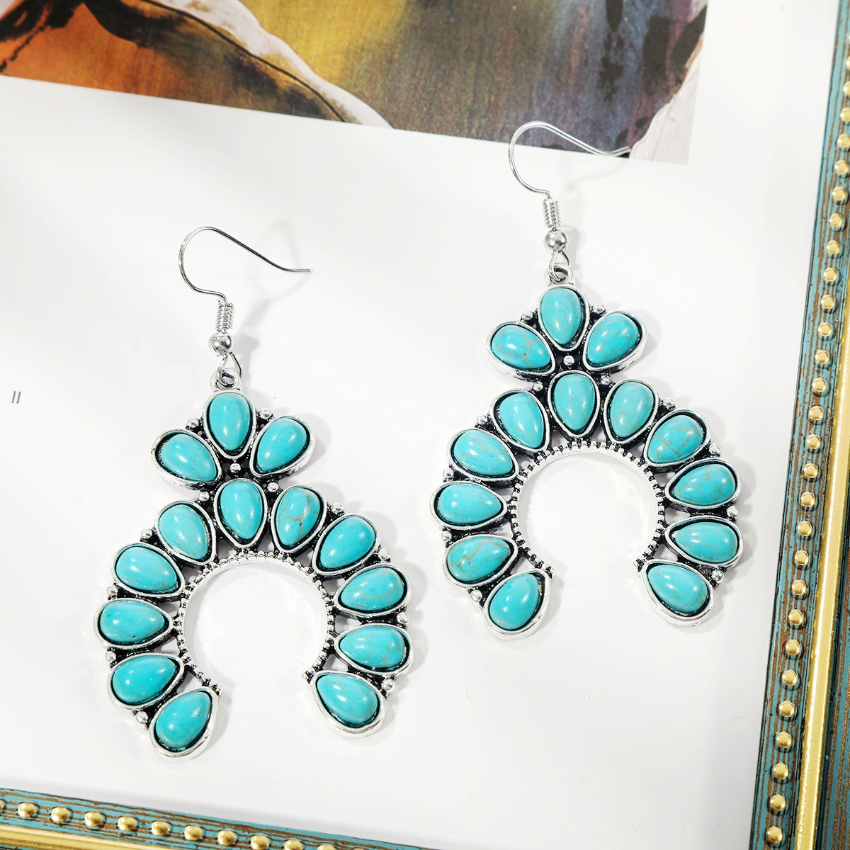 Turquoise earrings turquoise earring set Bohemian vintage earrings