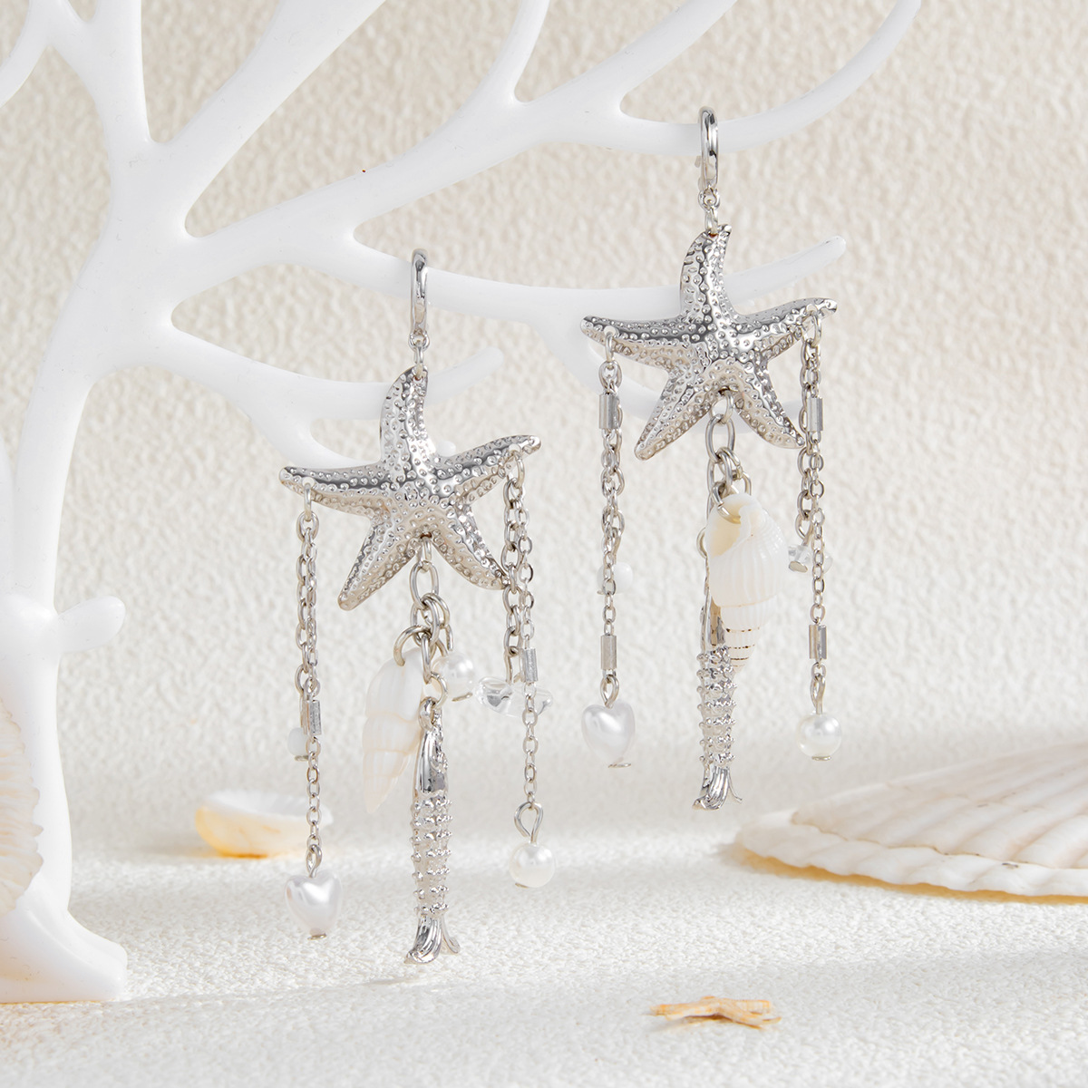 Jewelry vacation beach starfish jellyfish alloy earrings crystal tassel earrings
