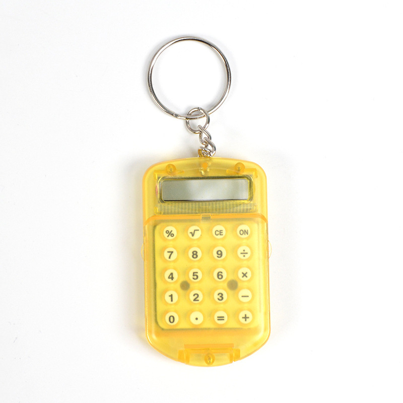 Transparent Mini Calculator Pocket Flip Calculator Student Portable Keychain Pendant Calculator