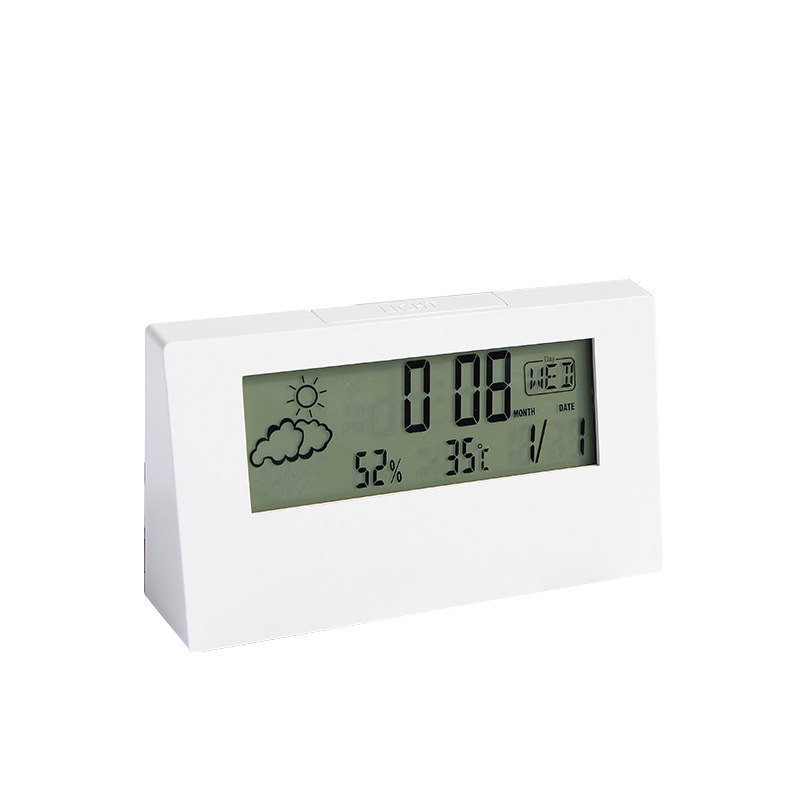 Temperature and Humidity Clock Weather Display Night Light Small Alarm Clock Transparent Electronic Alarm Clock Gift