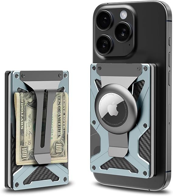 New Built-in Magnetic Metal Wallet Magsafe Wallet Air Tag Card Holder RFID Anti-theft Function