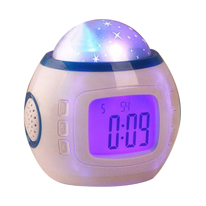 New Projection Alarm Clock Colorful Night Light Music Star Projection Night Light Children Student Dedicated Electronic Alarm Clock