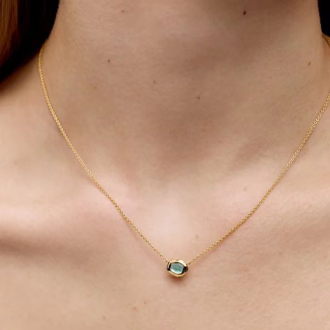 Monica Flowing Light Gemstone Necklace S925 Silver Gold-Plated Natural Agate Aquamarine Niche Necklace