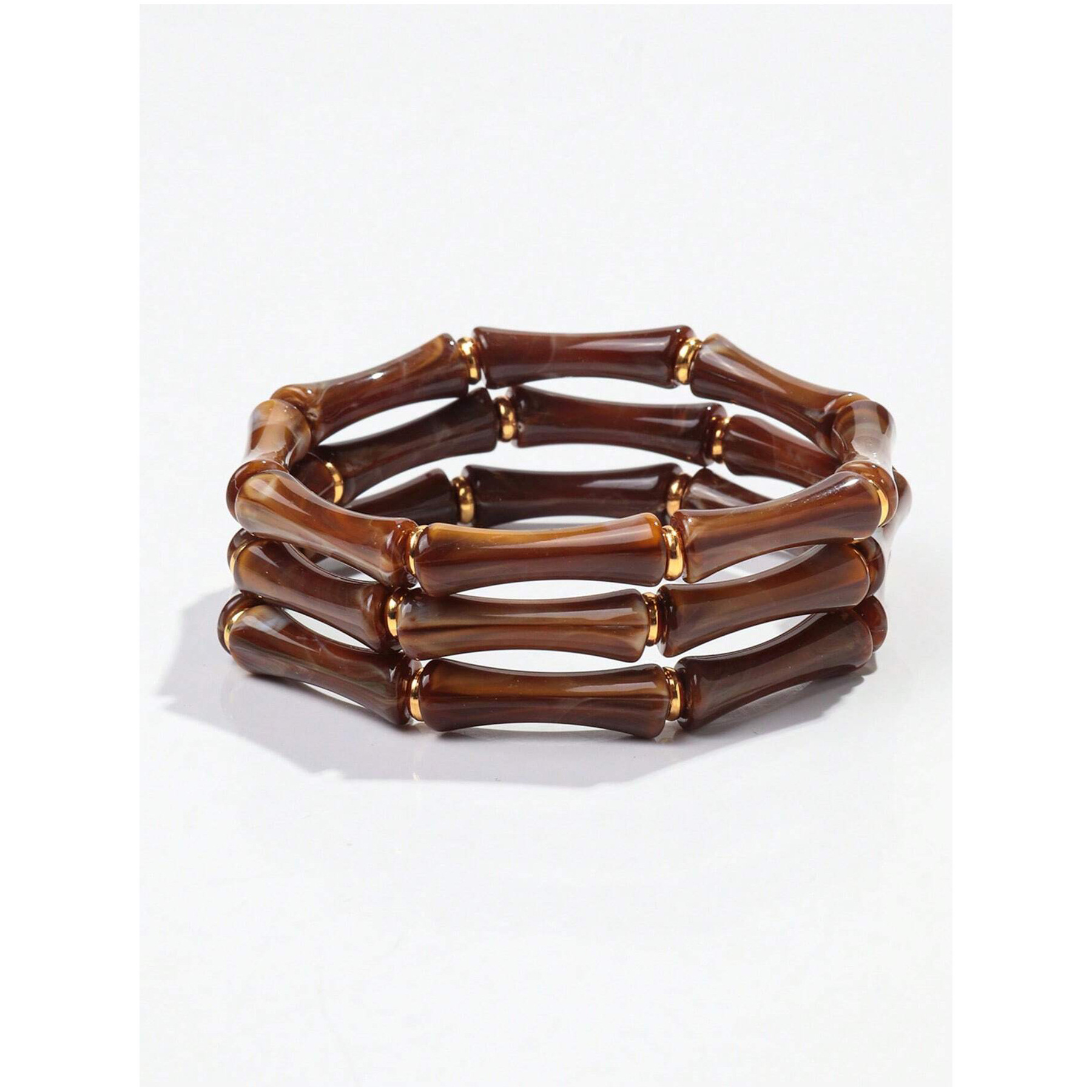 Acrylic Curved Tube Bracelet Stacking Elastic Beaded Bamboo Tube Bracelet