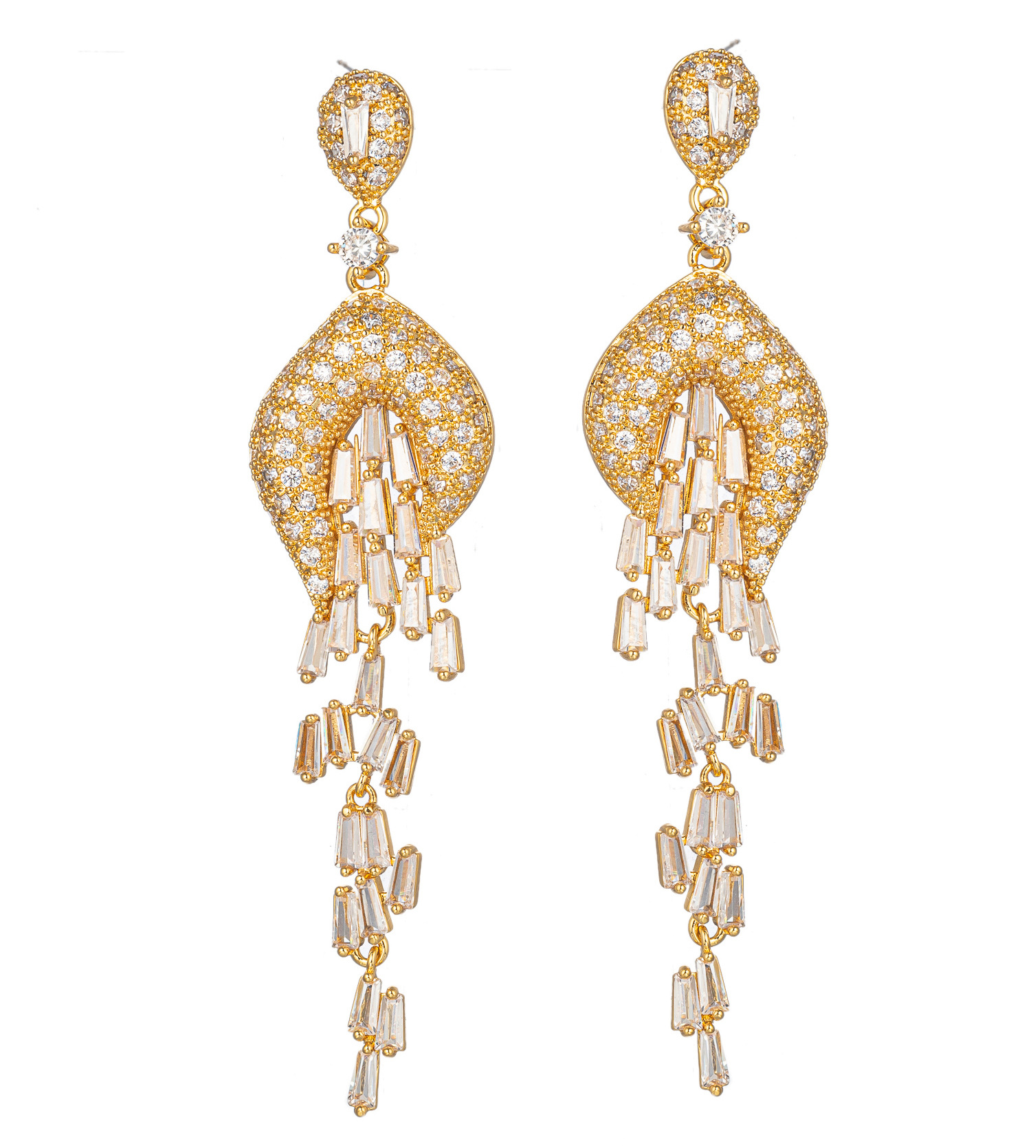 New zircon earrings S925 silver needle long tassel ear jewelry