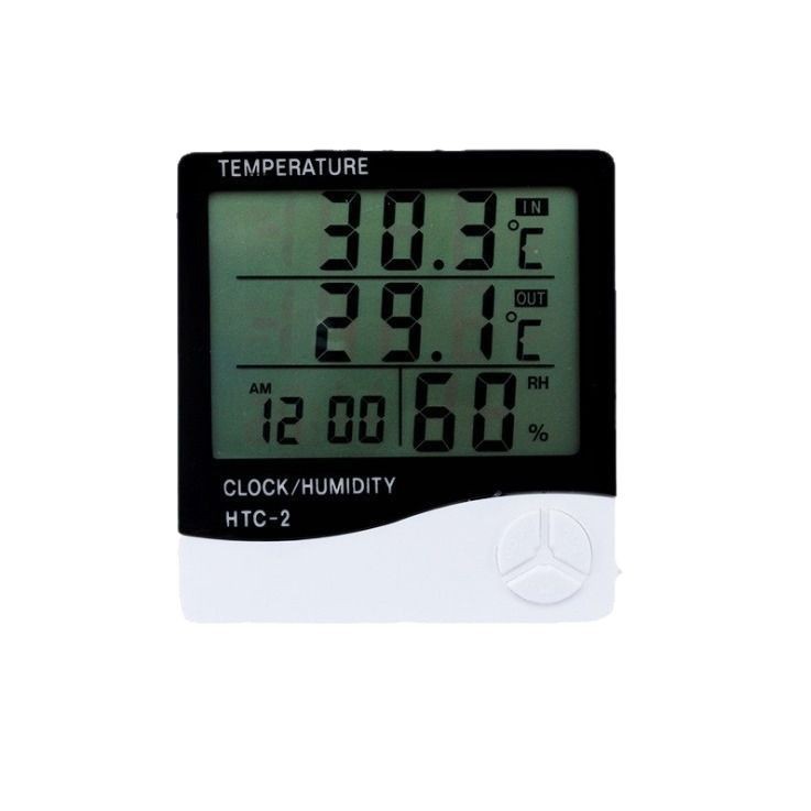 HTC-2 Indoor and Outdoor Thermometer Alarm Clock Home Dual Temperature Display with Probe Electronic Thermometer