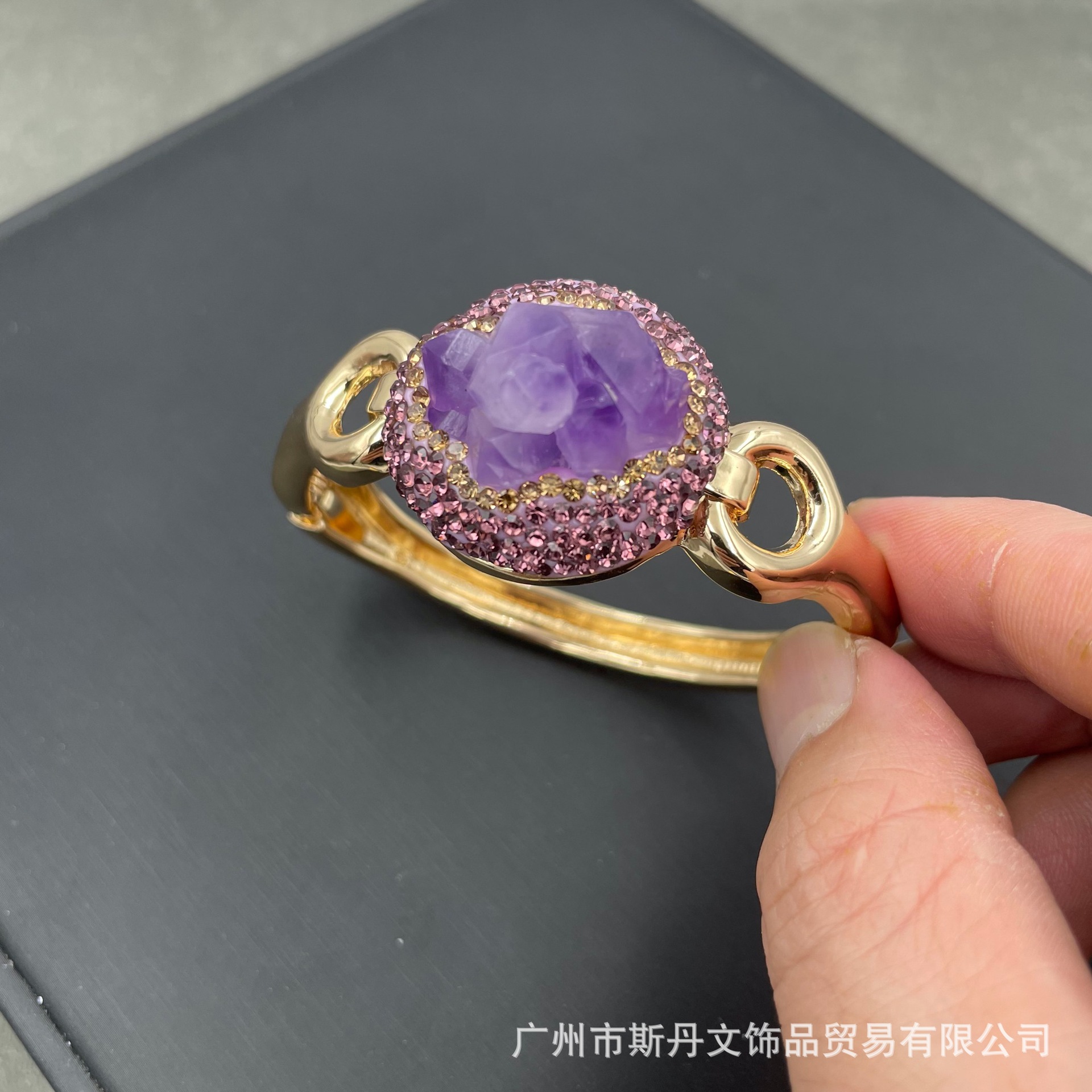 Natural Raw Amethyst Flower Four-Piece Set Raw Ore Accessories Sweater Chain Handcrafted Set