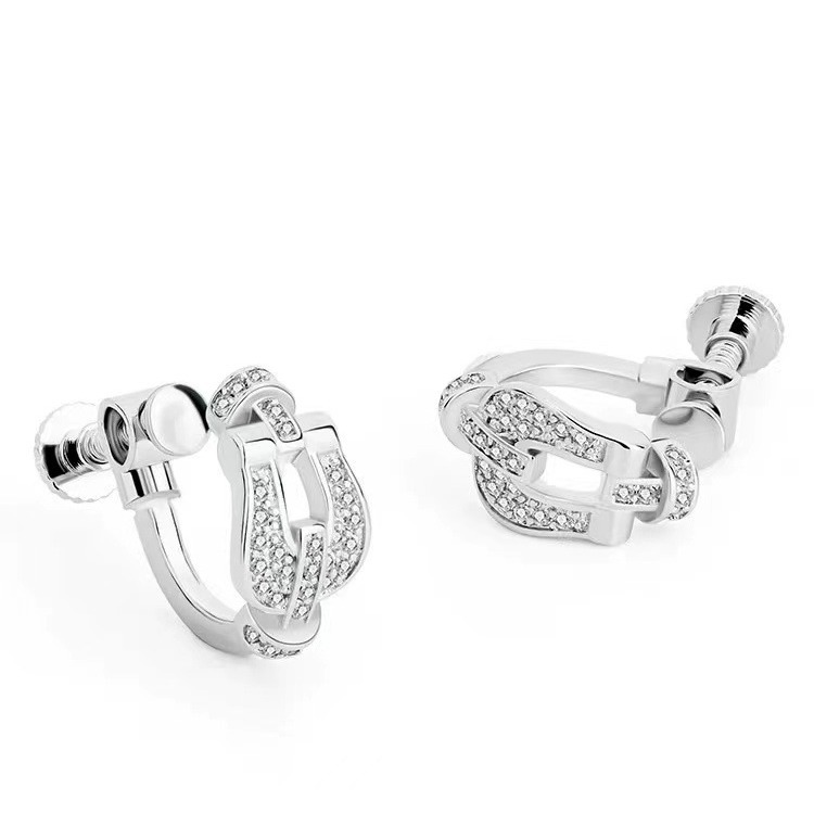 Horseshoe Buckle Ear Studs Women's Unique Exquisite Zircon Earrings 2024 New Ear Accessories
