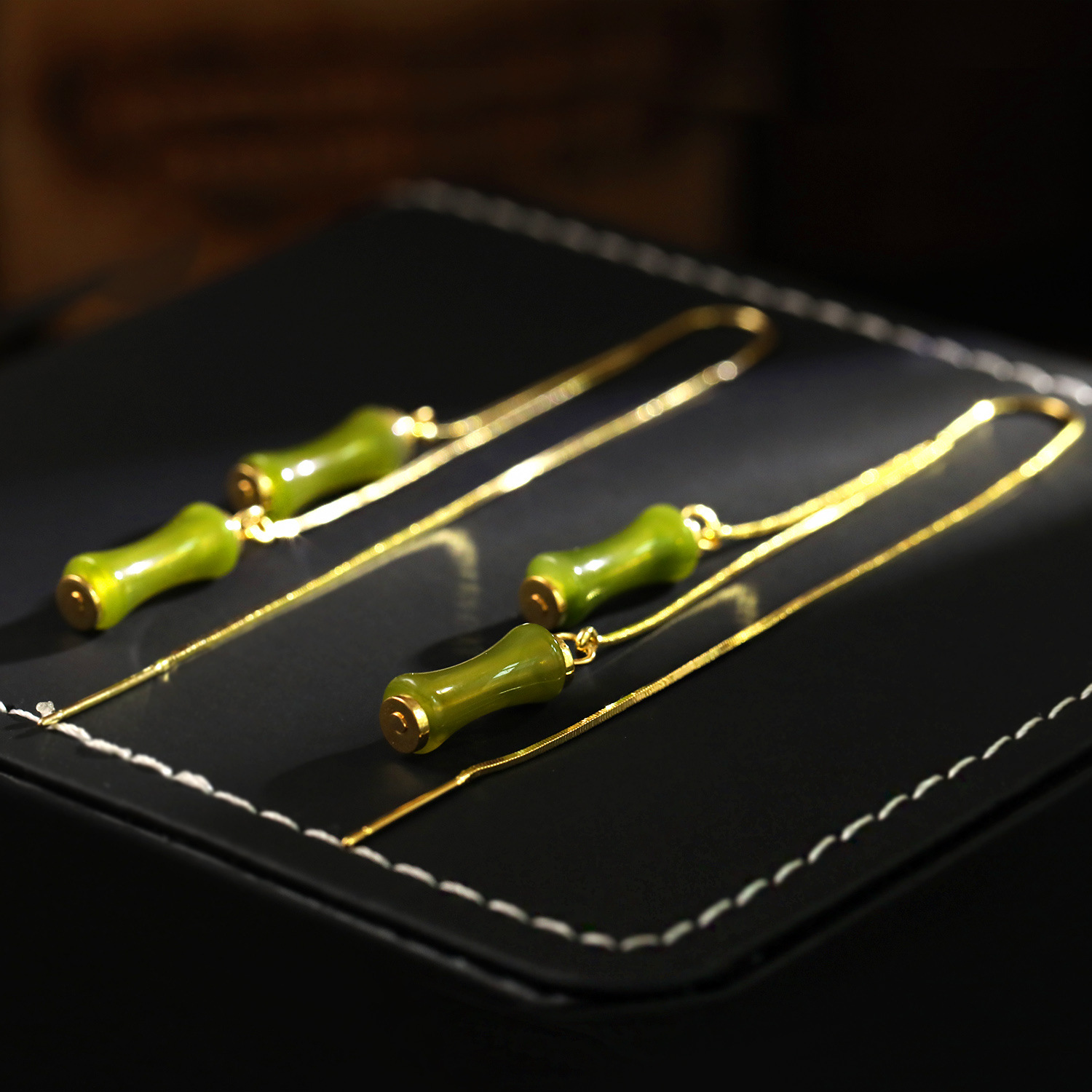 Rich Bamboo Tassel Earrings Chinese Style Classical Emerald Green Ethereal Ear Drops 2026 New Ear Accessories