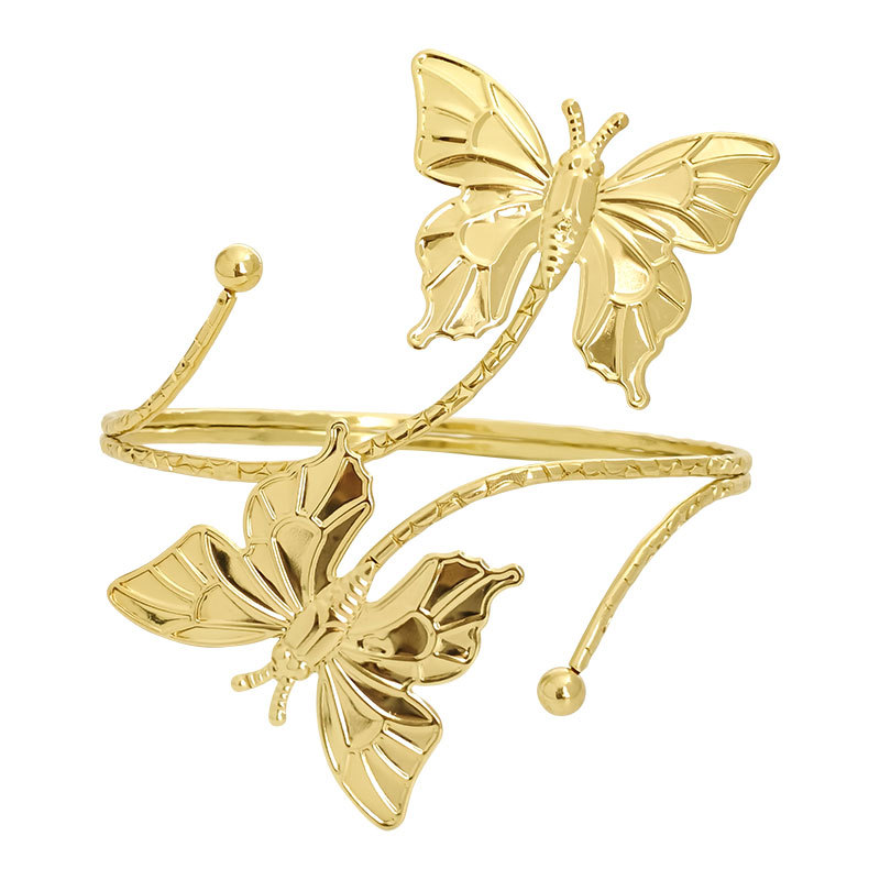 New butterfly bracelet exaggerated metal flower arm ring rhinestone open arm bracelet