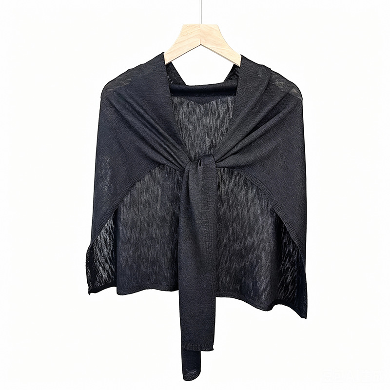 Summer thin sun-protection knot outer cardigan air-conditioned room solid color bamboo knot linen plus wide shawl