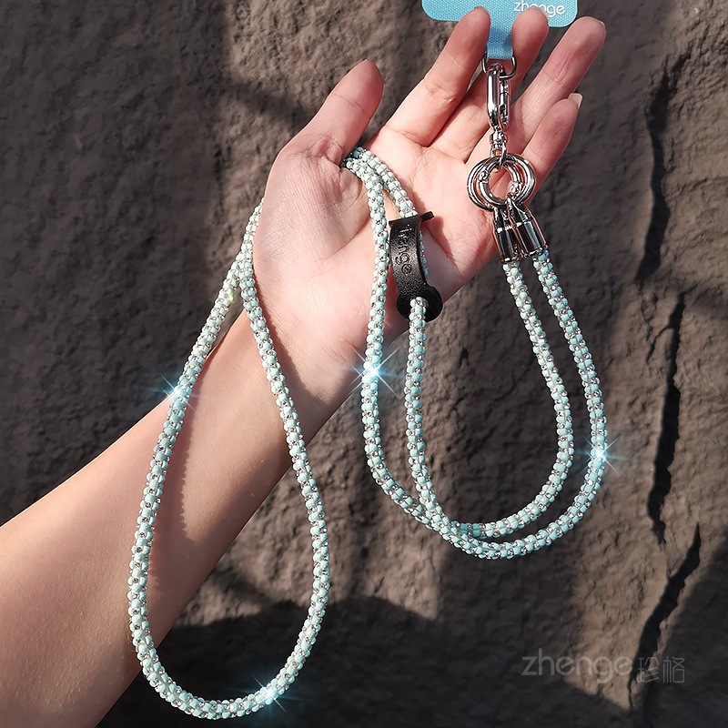 Crossbody sparkly diamond phone strap women's small fragrance style outdoor long travel phone chain bag strap