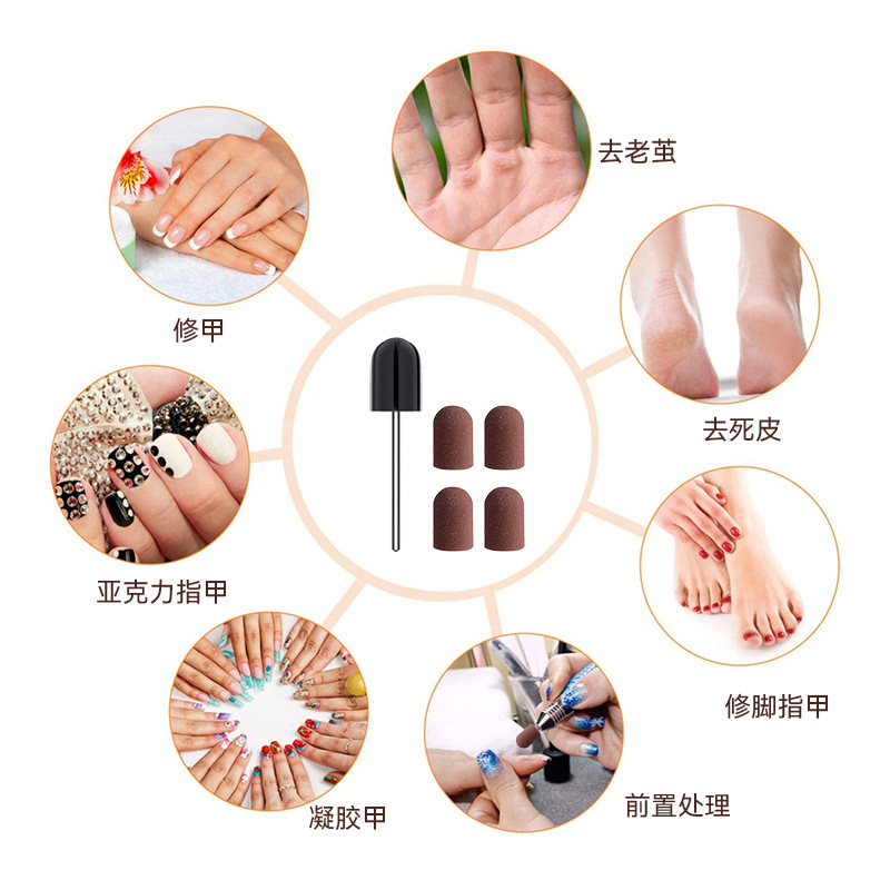 Nail Grinding Sand Cap 10 Colors Ball Shape Nail Polish Remover Polishing Sand Cap Foot Dead Skin Removal Nail Grinding Head Sand Cap