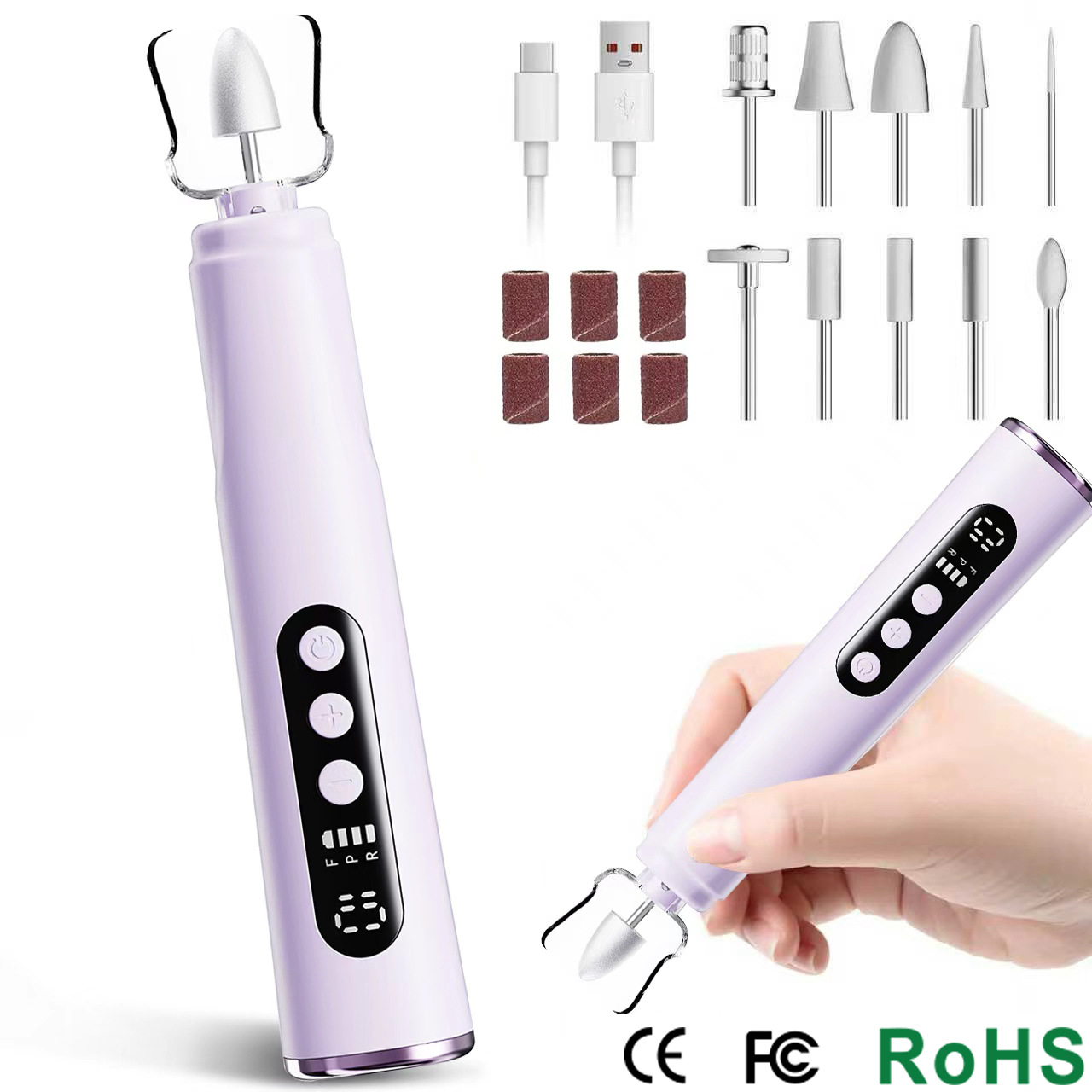 Electric Nail Drill for Professional Use, Rechargeable Portable Pen-Style Nail File for Removing Dead Skin and Calluses