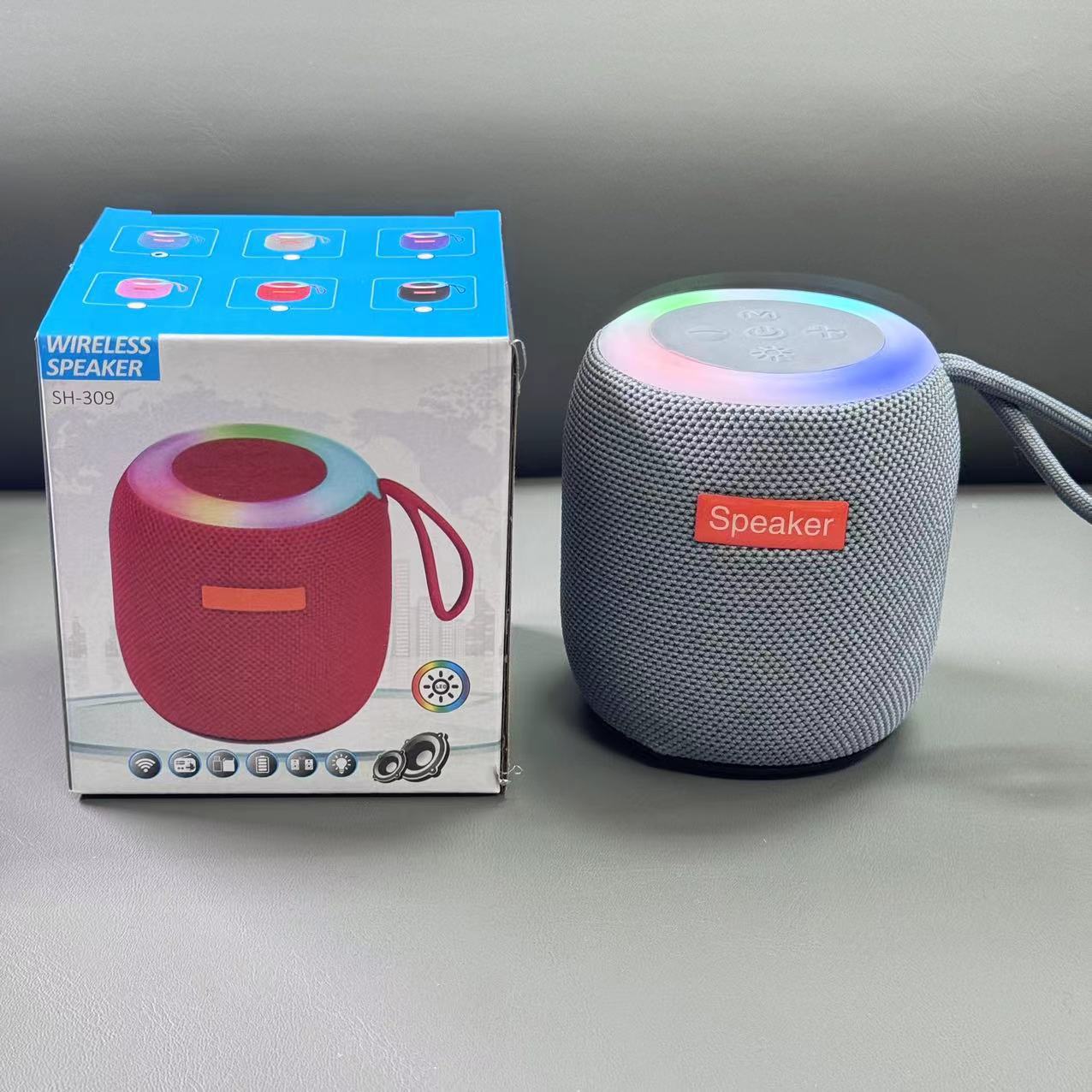 Bluetooth outdoor cycling speaker RGB light wireless card slot ambient light desktop speaker outdoor speaker fabric