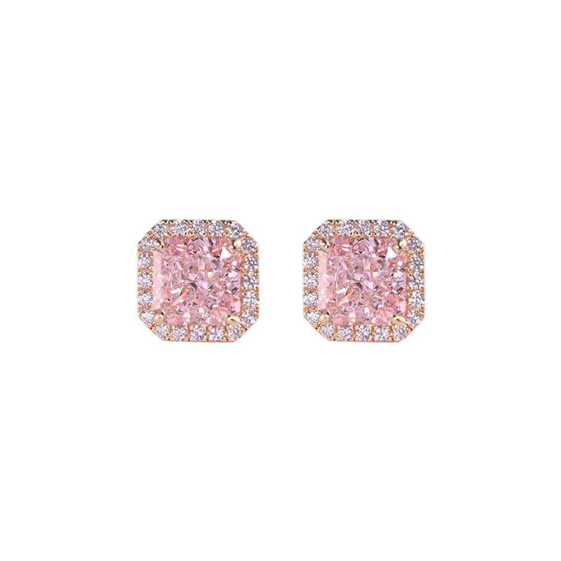 S925 silver needle ear studs women geometric sugar cube ear accessories commuter style ear drops