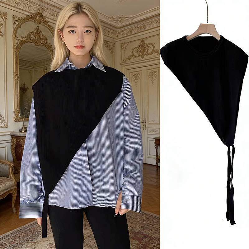 Slant edge triangle shawl tie design face-brightening small shawl outer cardigan