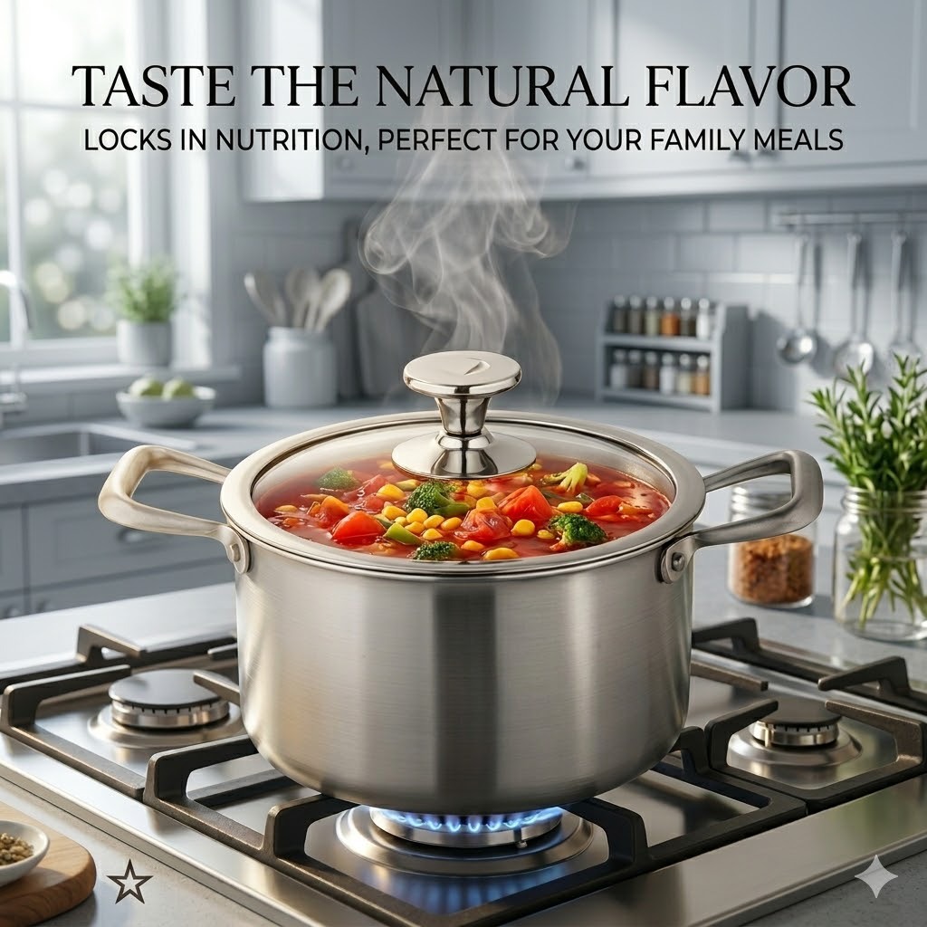 New household soup cooking 24cm pure titanium non-stick stew pot with handle large steaming integrated double ear pure titanium soup pot