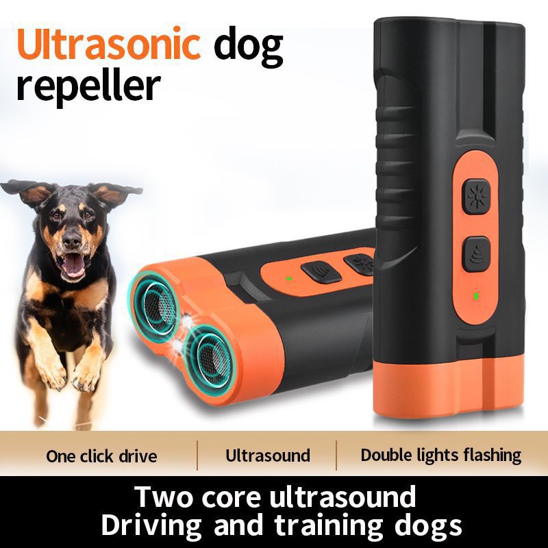 2025 New Dog Repeller Ultrasonic Dual-Head Sonic Bark Stopper Flashlight Dog Repellent Pet