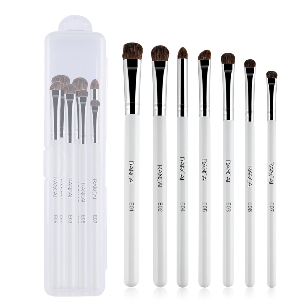 7 Pieces Makeup Brush Set Portable Horse Hair Eyeshadow Brush Eye Makeup Brush Cosmetic Tool Animal Hair Eye Brush