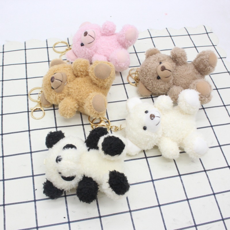 New Cartoon Curly Teddy Bear Plush Keychain Bag Charm Phone Case Decoration Doll Toy