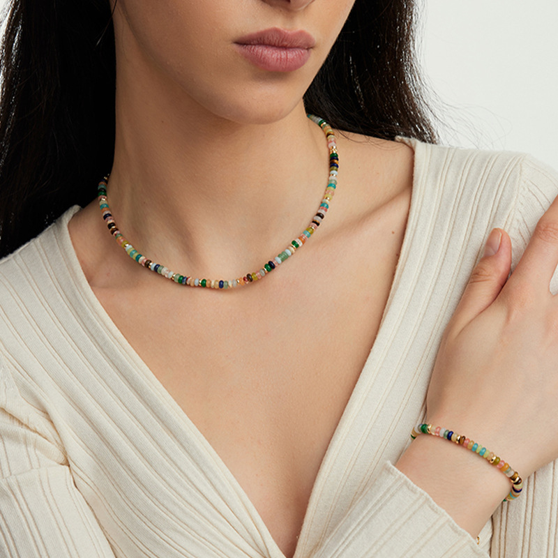 Exclusive Wang Yibo Colorful Necklace Women New Collarbone Chain