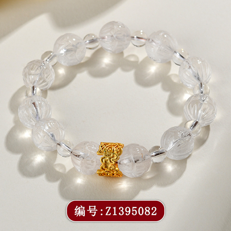 Z1395白水晶莲花珠手链