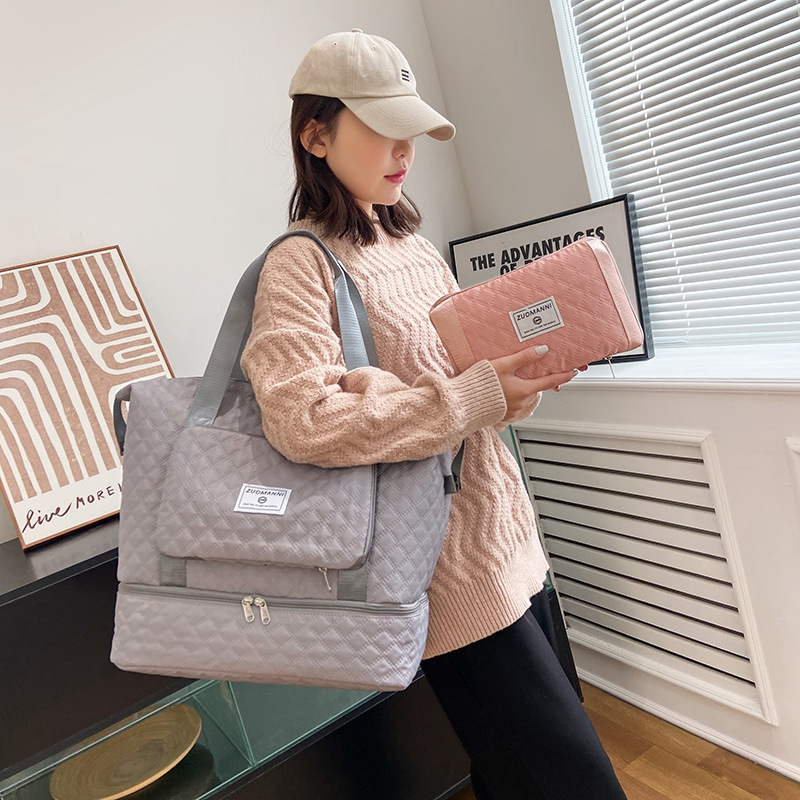 Waterproof Foldable Travel Bag with Wet-Dry Separation, Yoga Fitness Bag, Can Be Used on Trolley, Shoulder Sports Bag