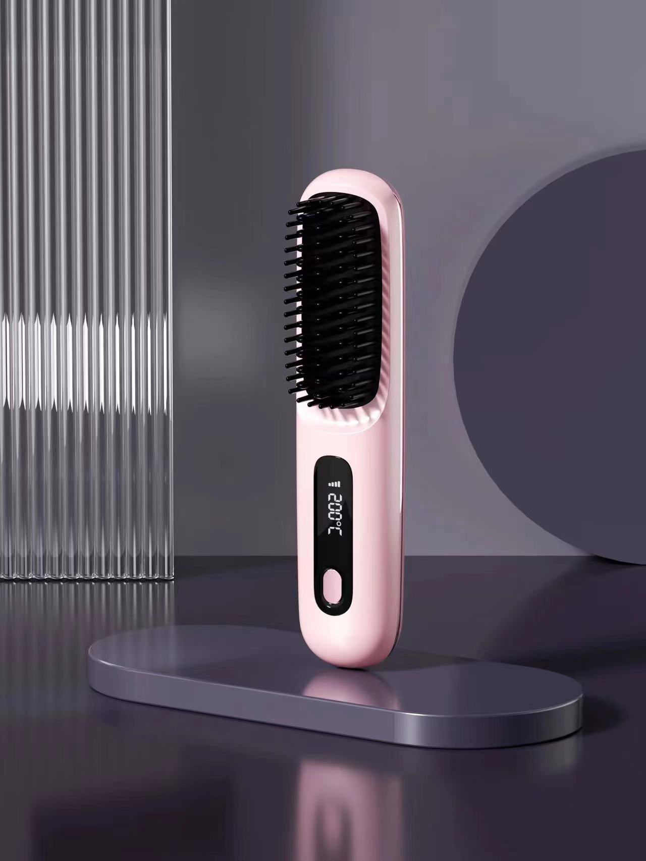 New straightening comb rechargeable ceramic heating comb non-damaging straightener wireless portable curling iron