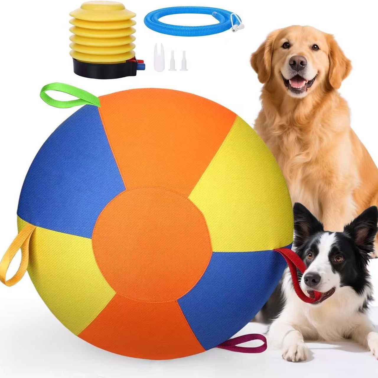 Blue and yellow color-blocked dog bite-resistant interactive ball