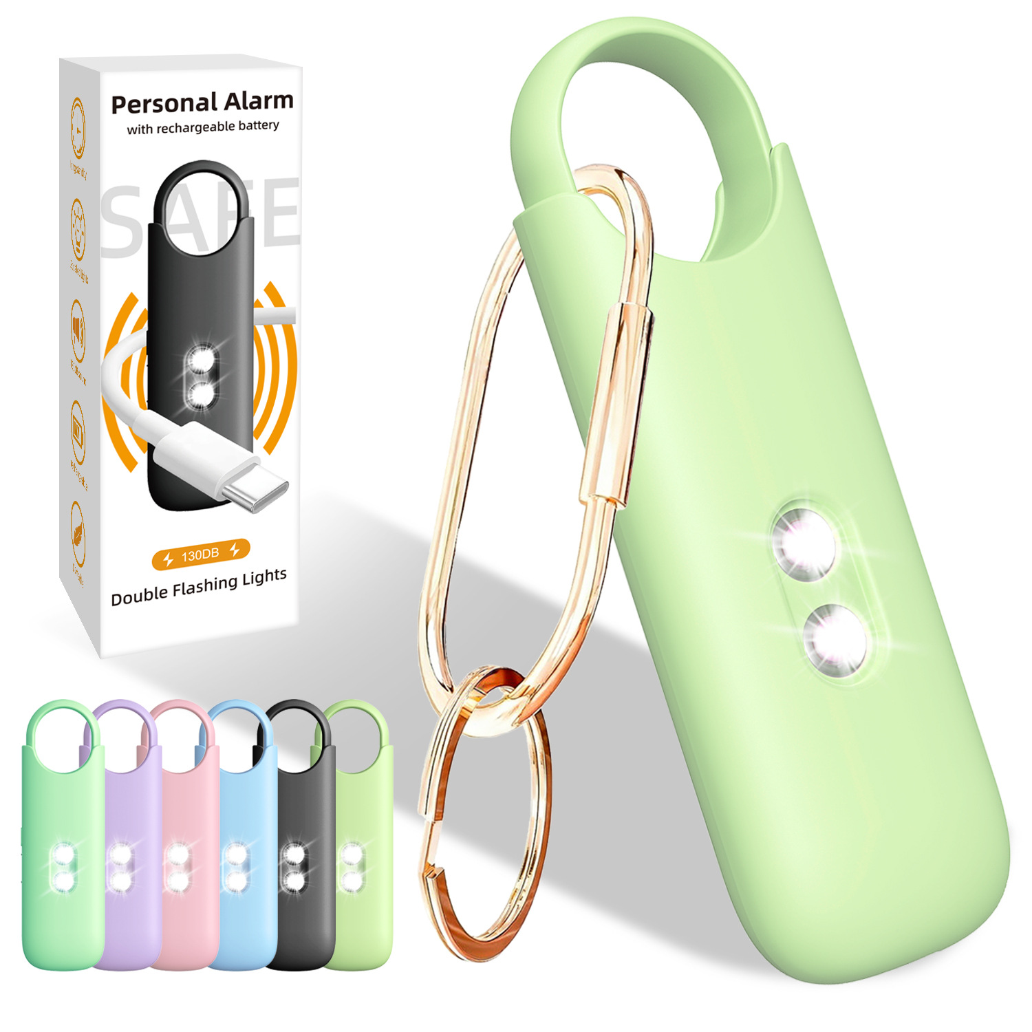 New rechargeable personal alarm with sound and light dual strobe, anti-wolf portable emergency alert caller
