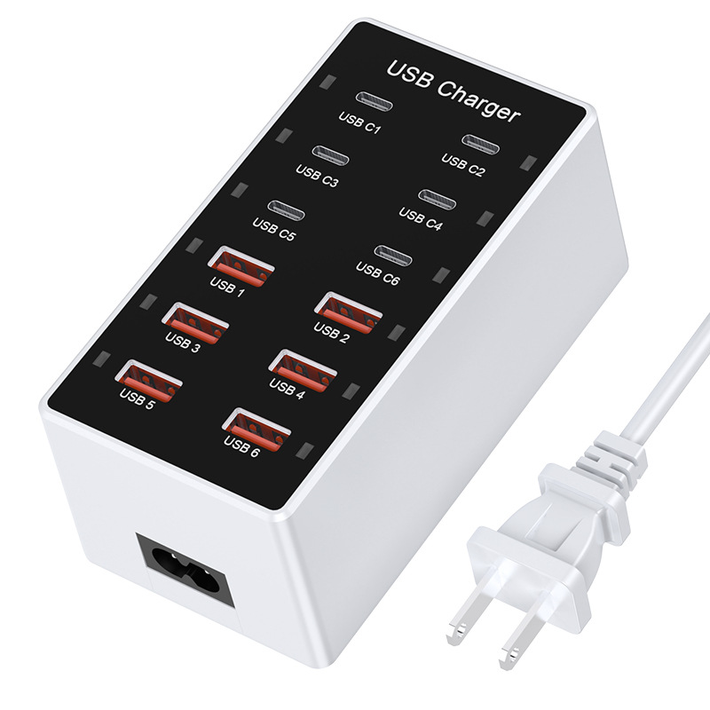 12-port Type-C Fast Charging Multi-port Charger Phone USB Charging Station Socket for Apple Huawei Xiaomi