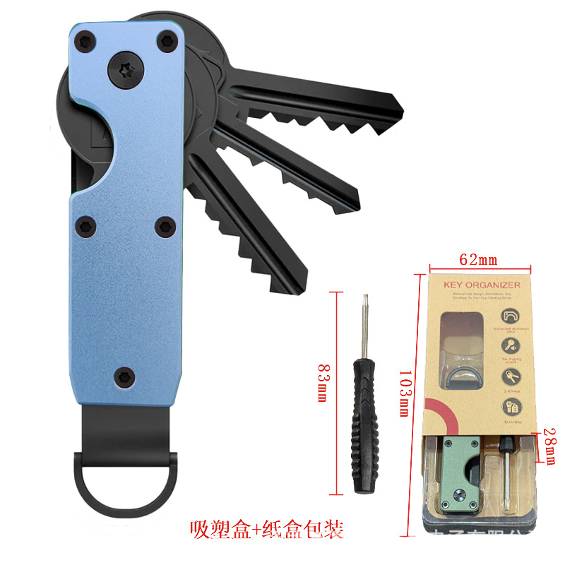 Aluminum Alloy Key Ring Multi-functional Key Organizer Compact Portable Can Hold 2-6 Keys
