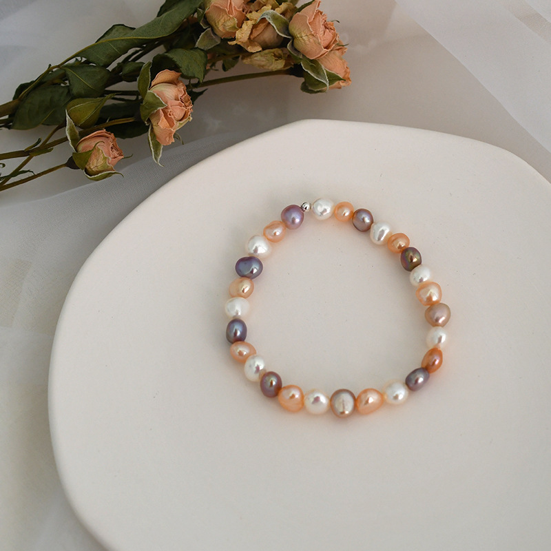 Natural freshwater pearl bracelet women's niche new Chinese style sand gold agate bead bracelet hand jewelry