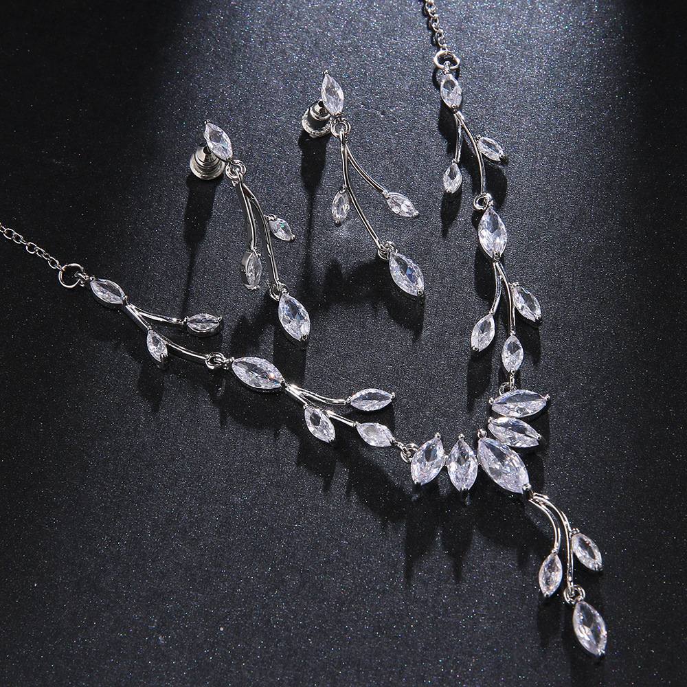 Simple popular branch design bridal necklace and earrings set, carefully selected accessories, jewelry