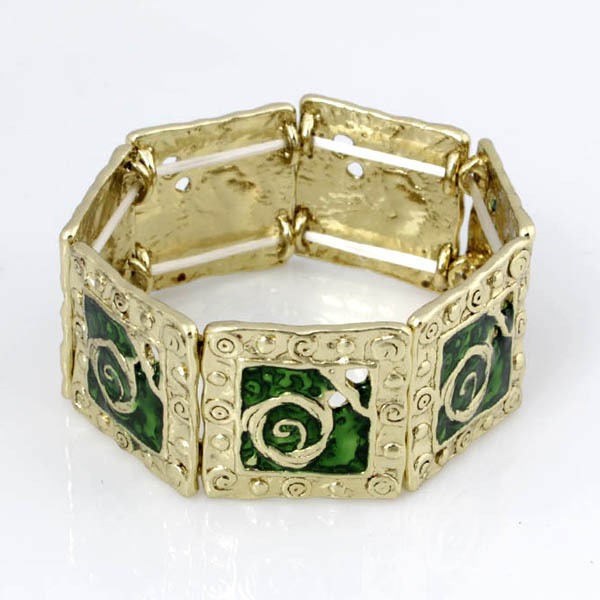 B94 Accessories Geometric Square Oil Drop Elastic Bracelet Gold Plated