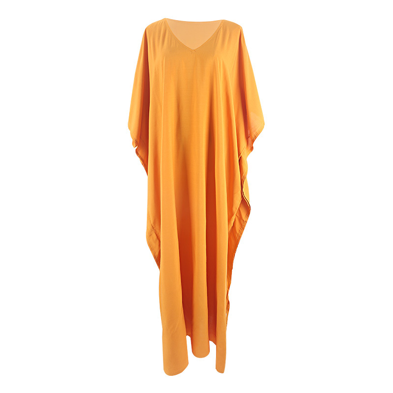 New Rayon Solid Color Cover Up Seaside Vacation Long Dress Loose Cover Up Bikini Swimsuit Long Dress Outer Women