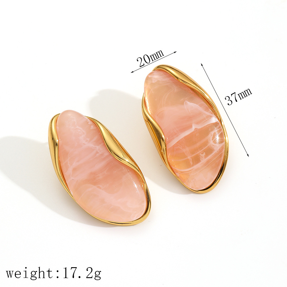 Irregular resin earrings women amber 18k gold stainless steel earrings ear jewelry