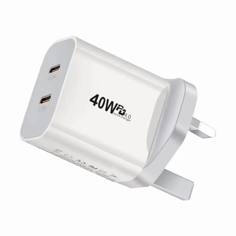 Dual PD40W Charger Applicable Apple Phone Charging Head 20W Dual TYPE-C Fast Charging Head US EU UK AU