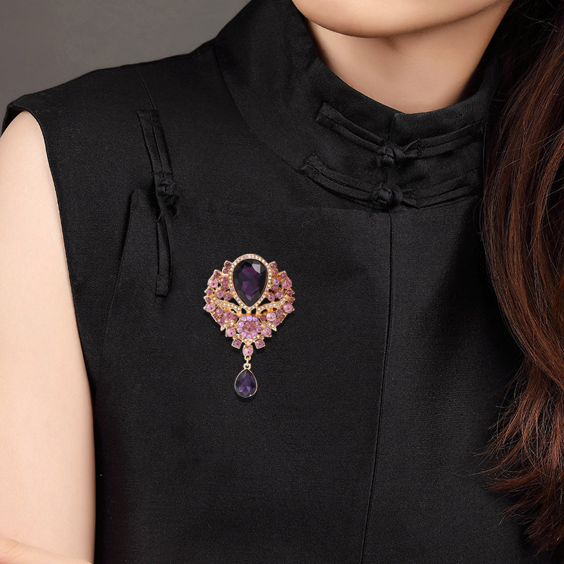 New Crystal Pendant Brooch Rhinestone Corsage Women's Pin Clothing Accessory