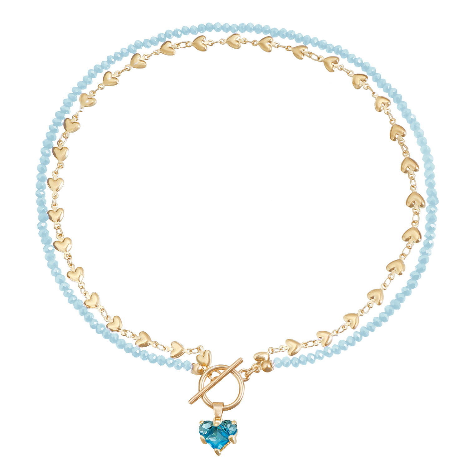 Accessories Rhinestone Love Zircon Pendant Love Chain Choker Sweet and Cool Sexy OT Buckle Necklace