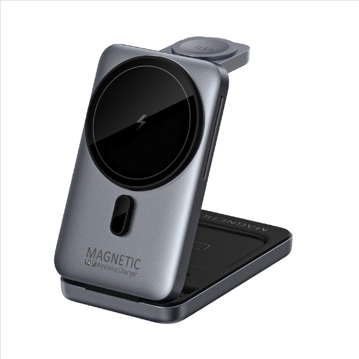 Universal Three-in-One Foldable Phone Watch Earbuds Wireless Charger Magnetic Charging Desktop Stand Fast Charging 15W