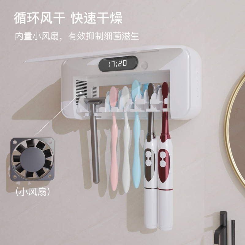 2024 New Smart Toothbrush Sterilization Box Drying Rack Portable UVC UV Electric Toothbrush Sterilizer
